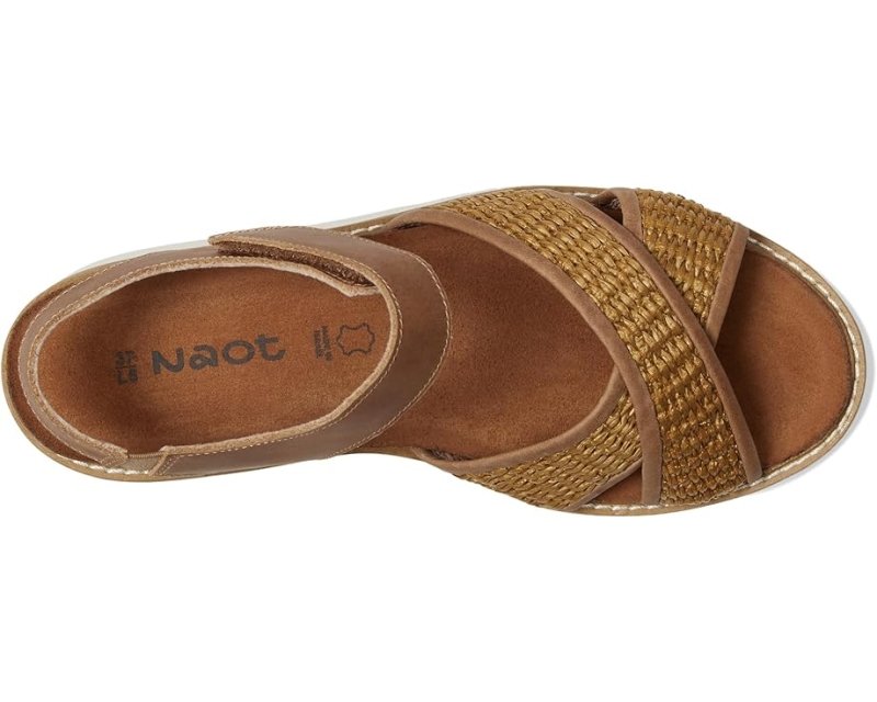 Naot Women's Pavlova - Brown Leather/Golden Brown Raffia