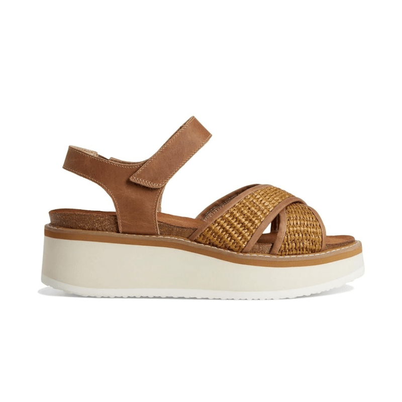 Naot Women's Pavlova - Brown Leather/Golden Brown Raffia