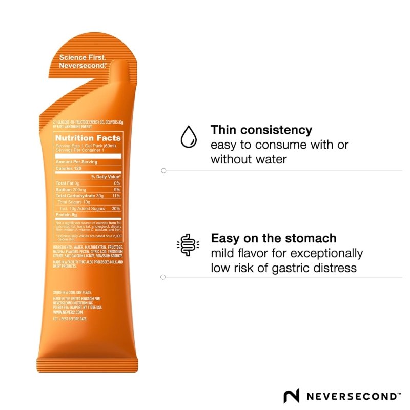 Neversecond C30 Energy Gel - Orange
