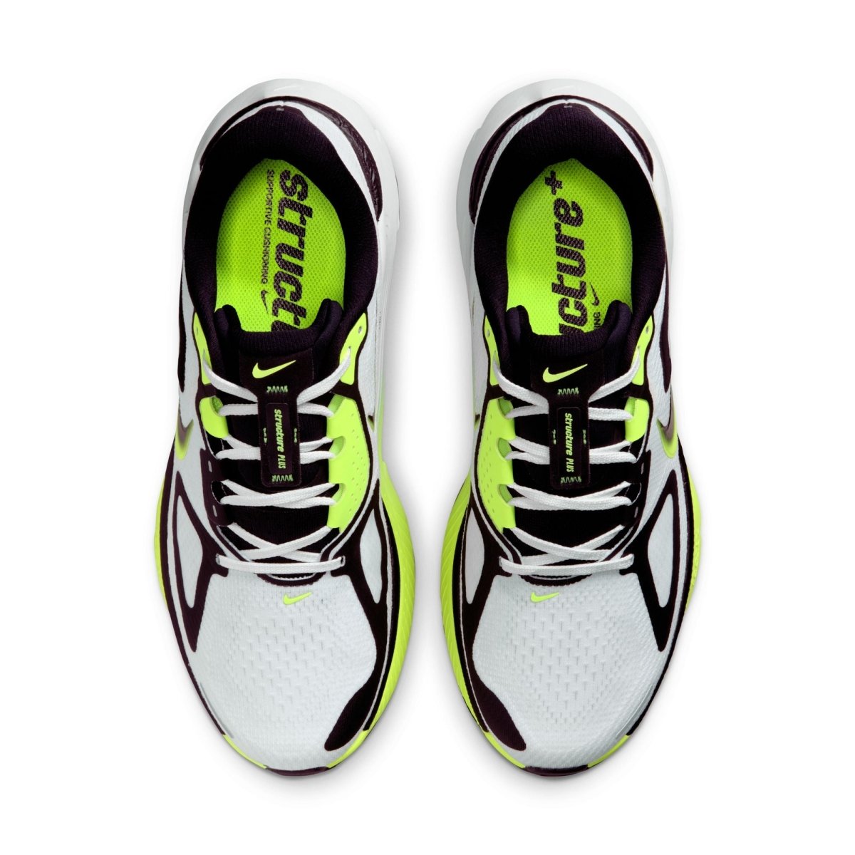 Nike Men's Structure Plus Running Shoes - White/Black - Volt