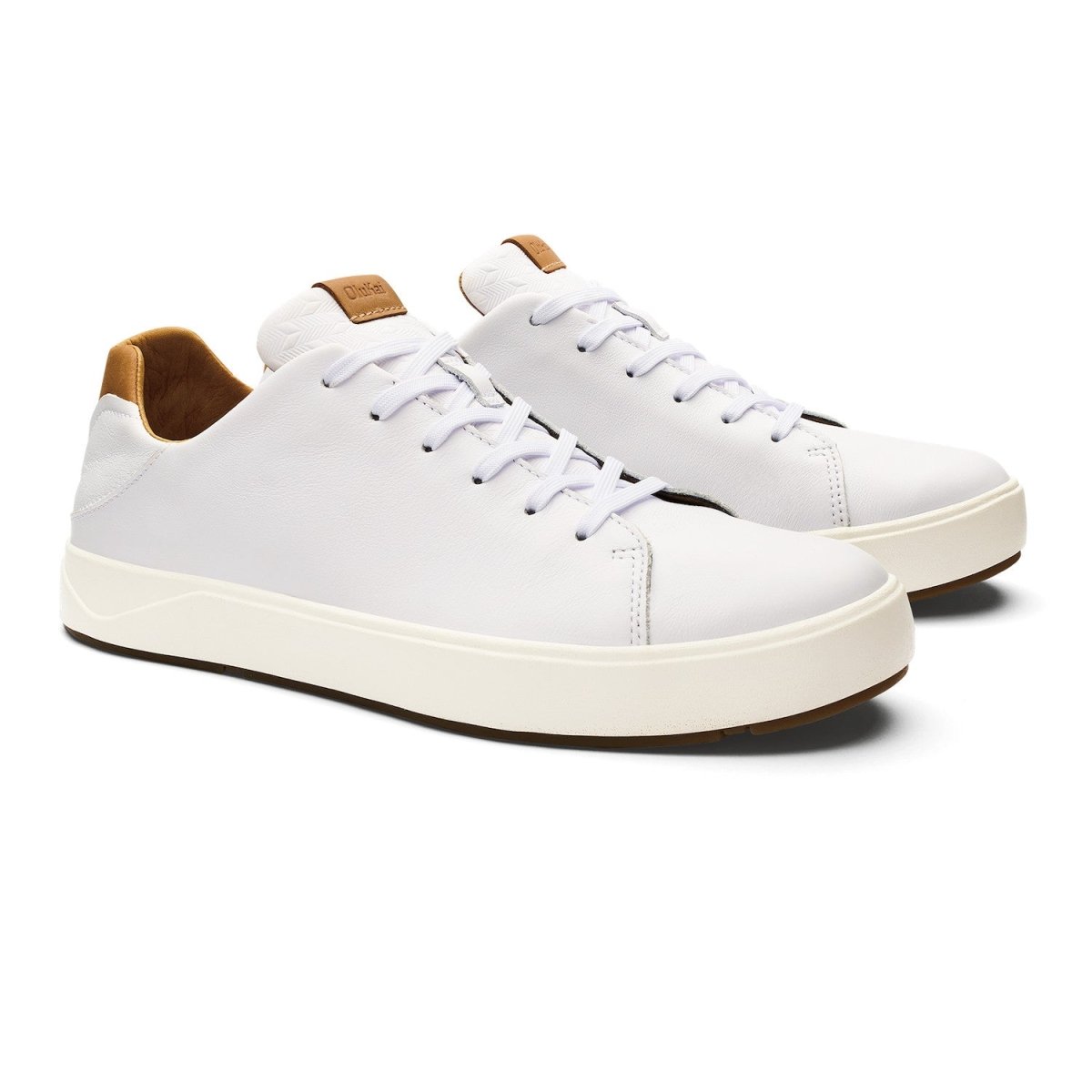 Olukai Men's Lae'ahi Li 'Ili Waterproof Leather Sneaker - Bright White