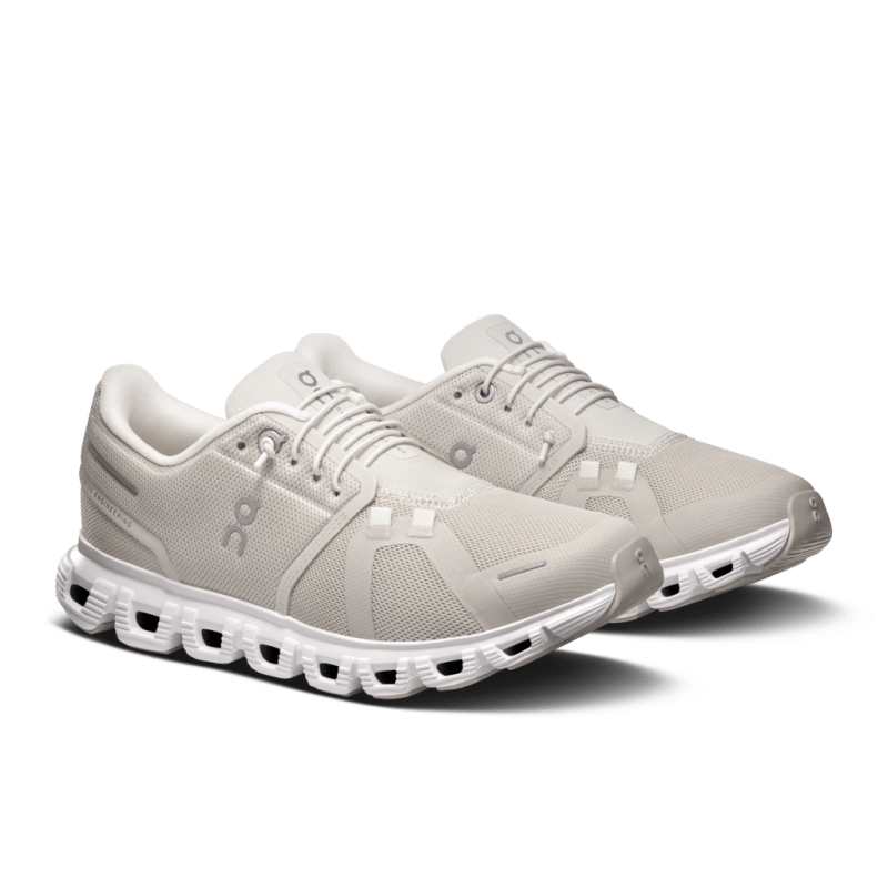 On Women's Cloud 6 Lifestyle Shoes - Pearl/White (Wide Width)