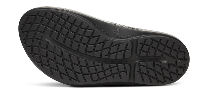 Seliga ShoesOOFOS Women's OOmega OOlala Stacked Thong - Titanium Mirror