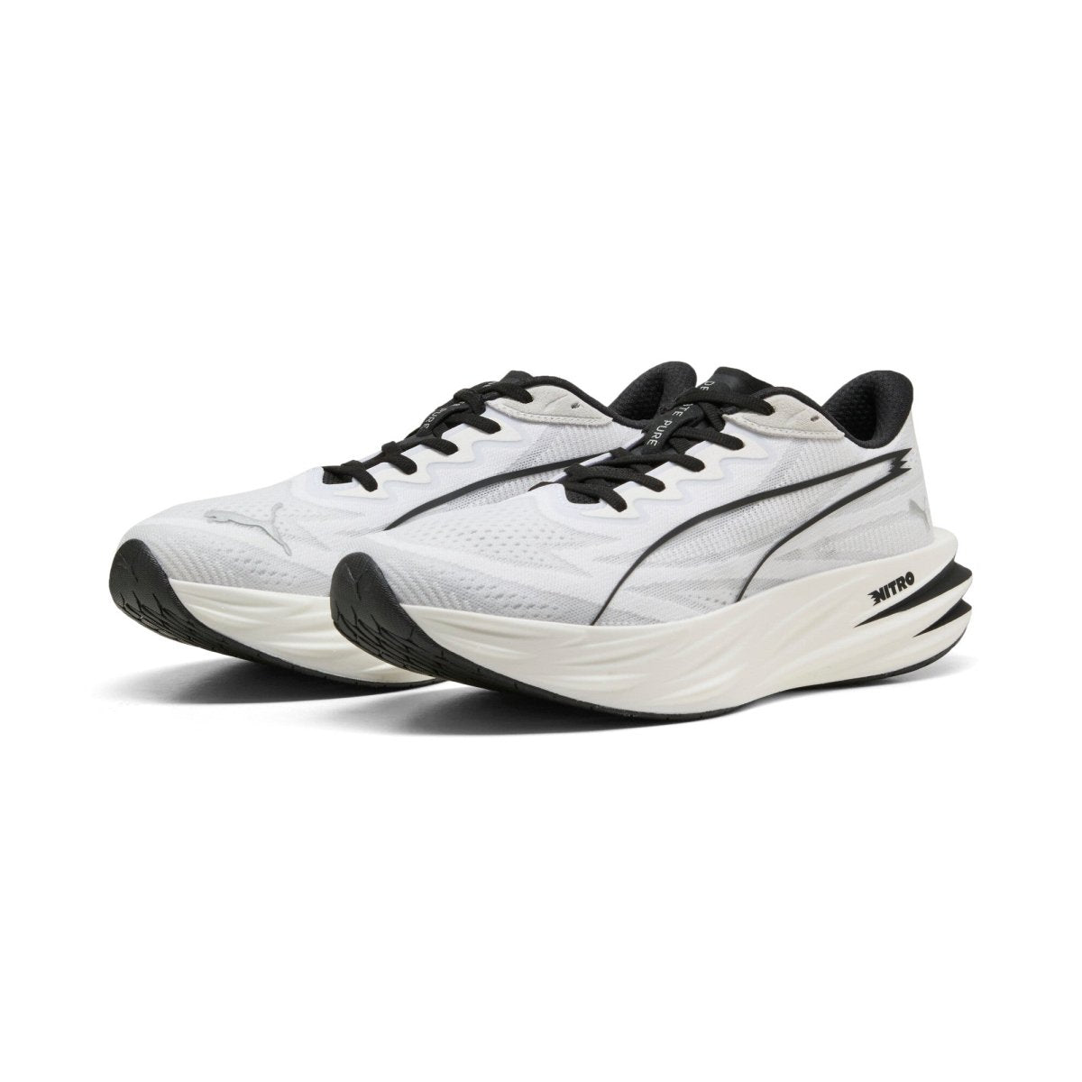 Puma Men's Deviate Pure Nitro Running Shoes - White/Black