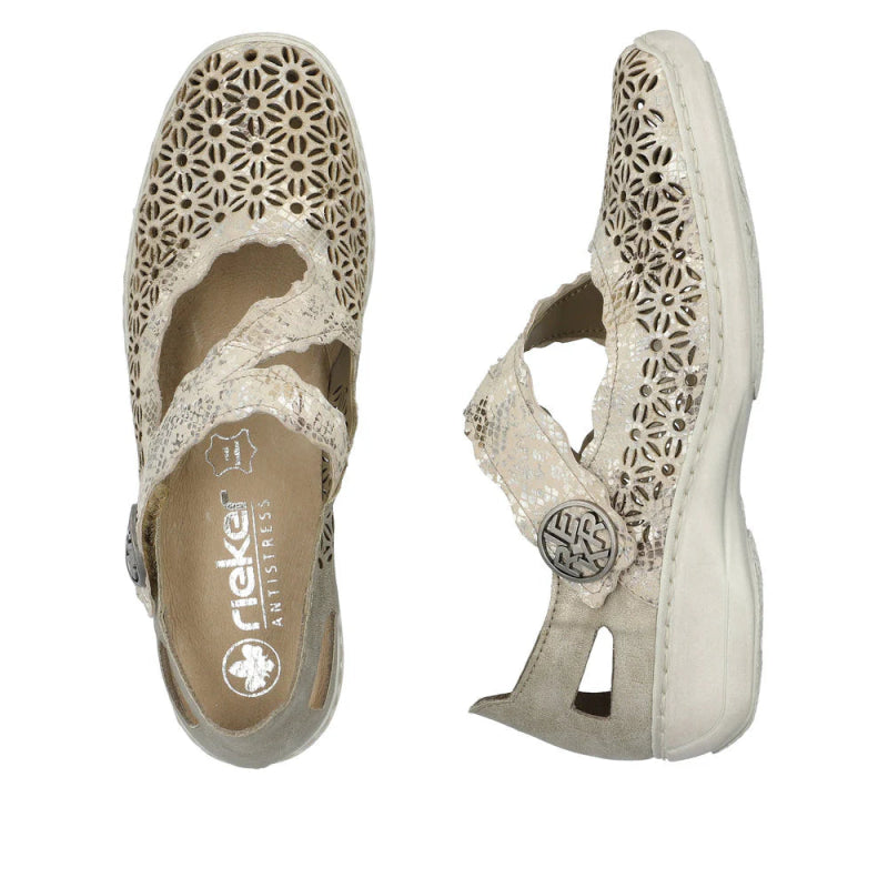 Seliga ShoesRieker Women's Doris 413G4 - 90 - Beige Metallic/Pearl