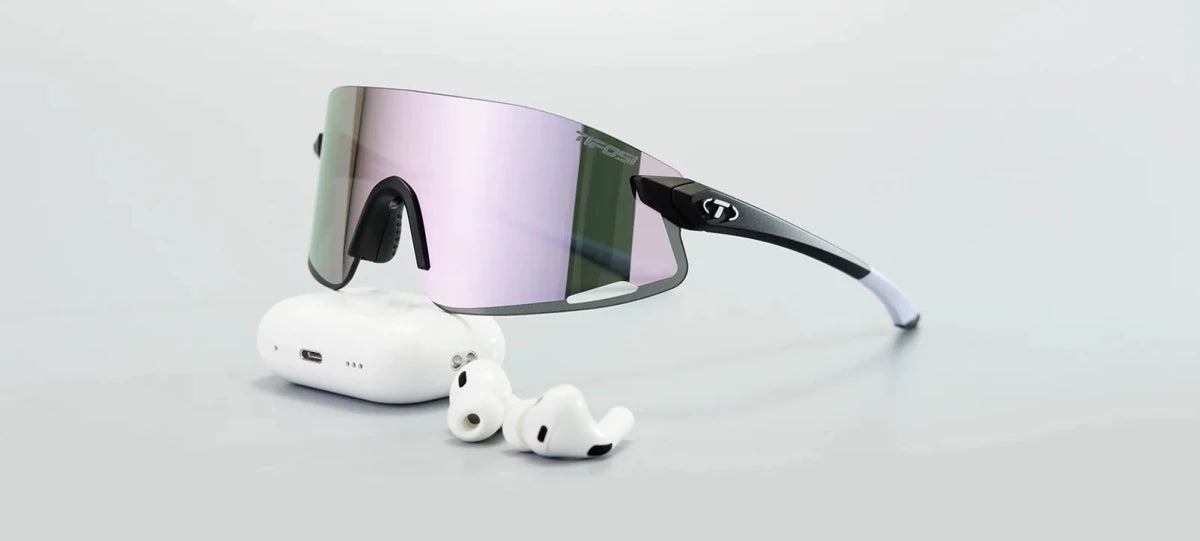 Tifosi Vogel XC Sunglasses - Matte Black Frame - Smoke Tint with Light Purple Mirror