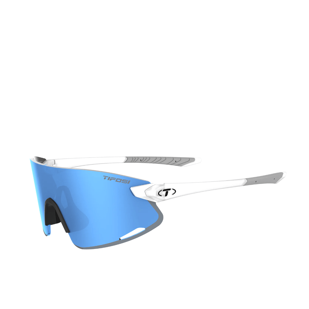 Tifosi Vogel XC Sunglasses - Satin Clear Frame - Smoke Tint with Sky Blue Mirror