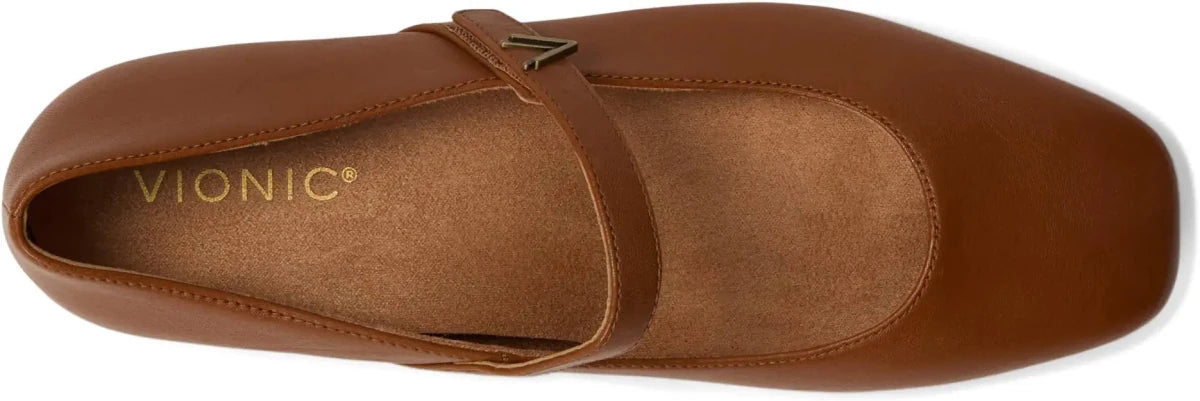 Vionic Women's Alameda Mary Jane Flat - Tan Leather