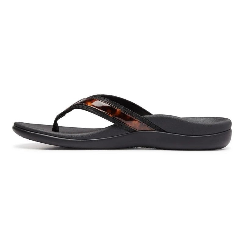 Vionic Women's Tide II Toe Post Sandal - Black Tortoise