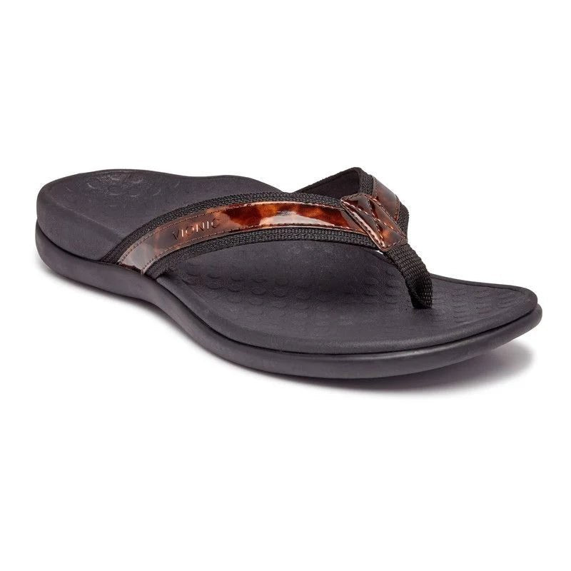 Vionic Women's Tide II Toe Post Sandal - Black Tortoise