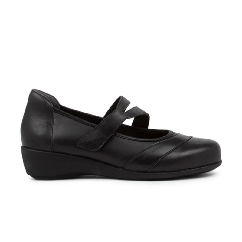 Ziera Shoes Women's Shepard Comfort Flat - Black Leather