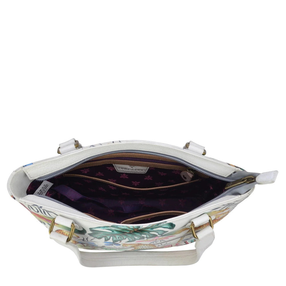 Anuschka Small Shopper Shoulder Bag 677 - Jungle Queen Ivory