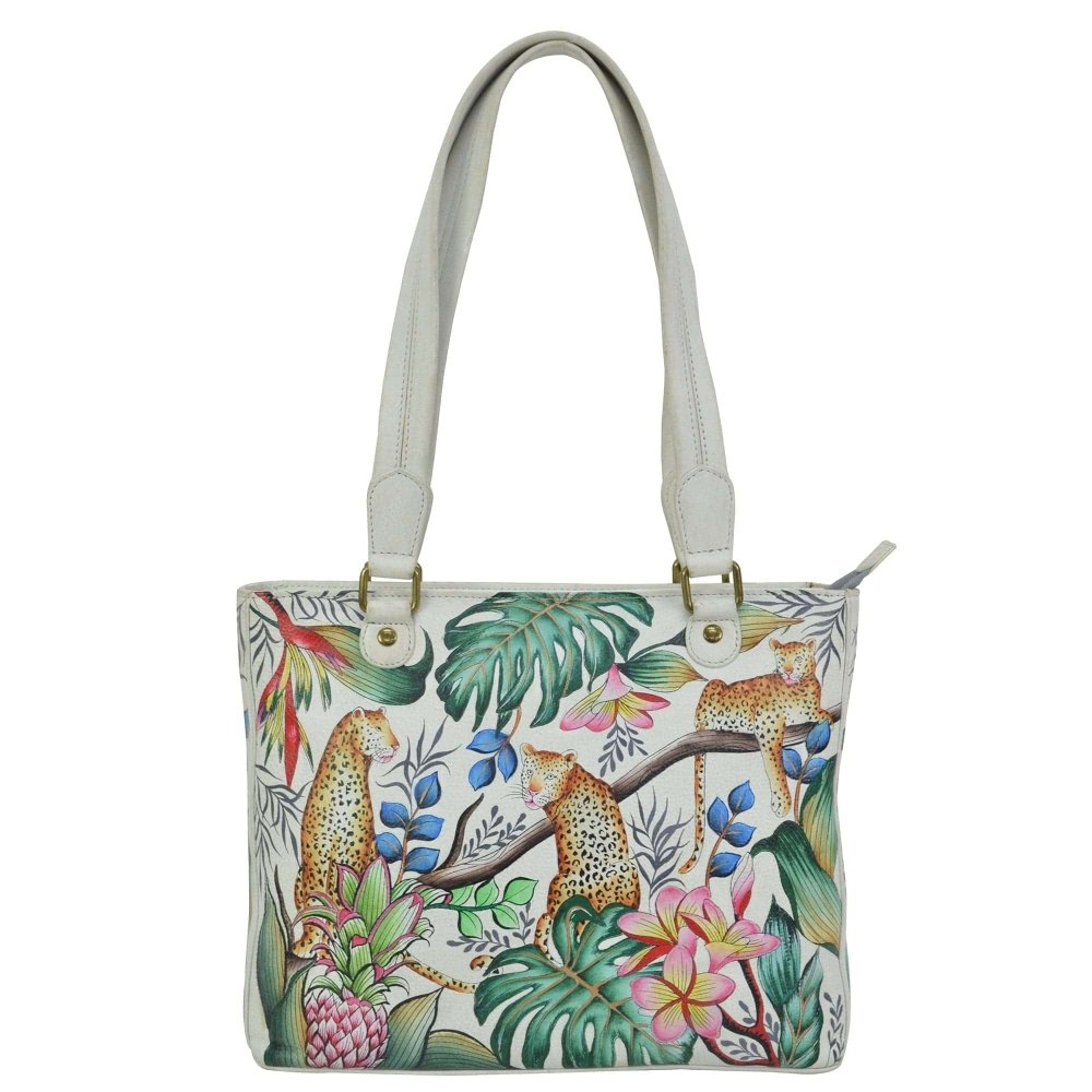 Anuschka Small Shopper Shoulder Bag 677 - Jungle Queen Ivory
