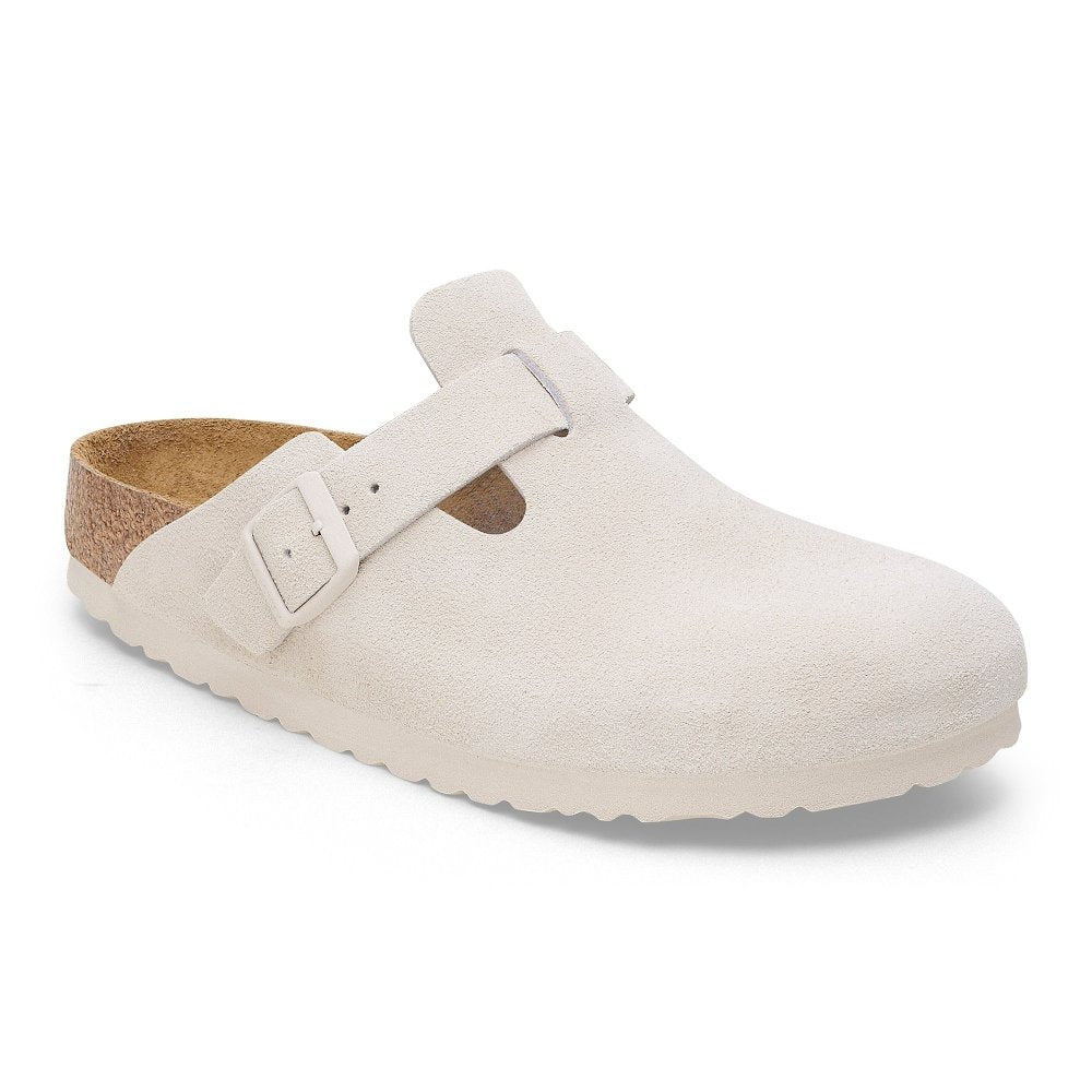 Birkenstock Boston Soft Footbed - Antique White Suede