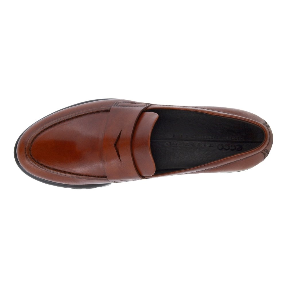 Ecco Women's Modtray Moc - Toe Penny Loafer - Cognac