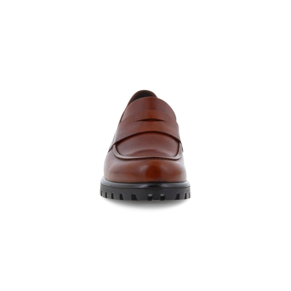 Ecco Women's Modtray Moc - Toe Penny Loafer - Cognac