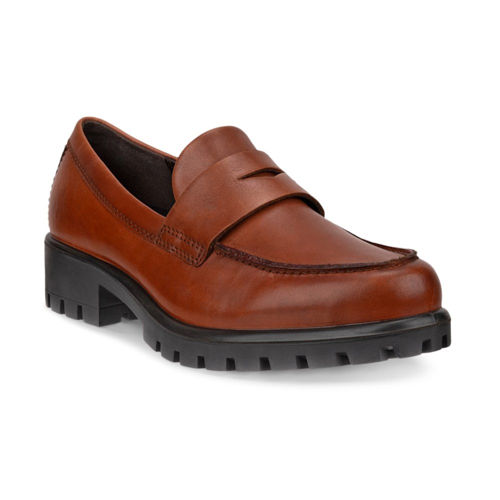 Ecco Women's Modtray Moc - Toe Penny Loafer - Cognac