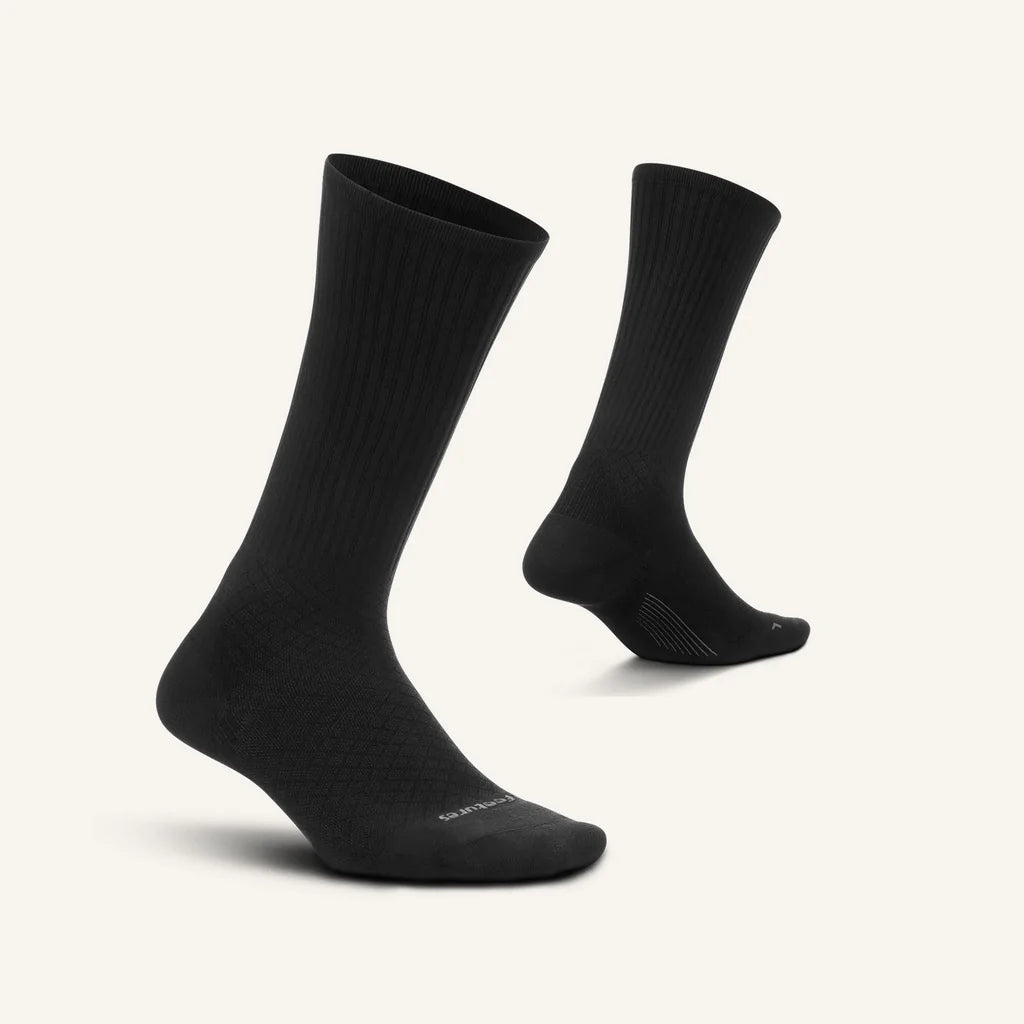 Feetures Plantar Fasciitis Relief Sock Light Cushion Crew Socks - Black