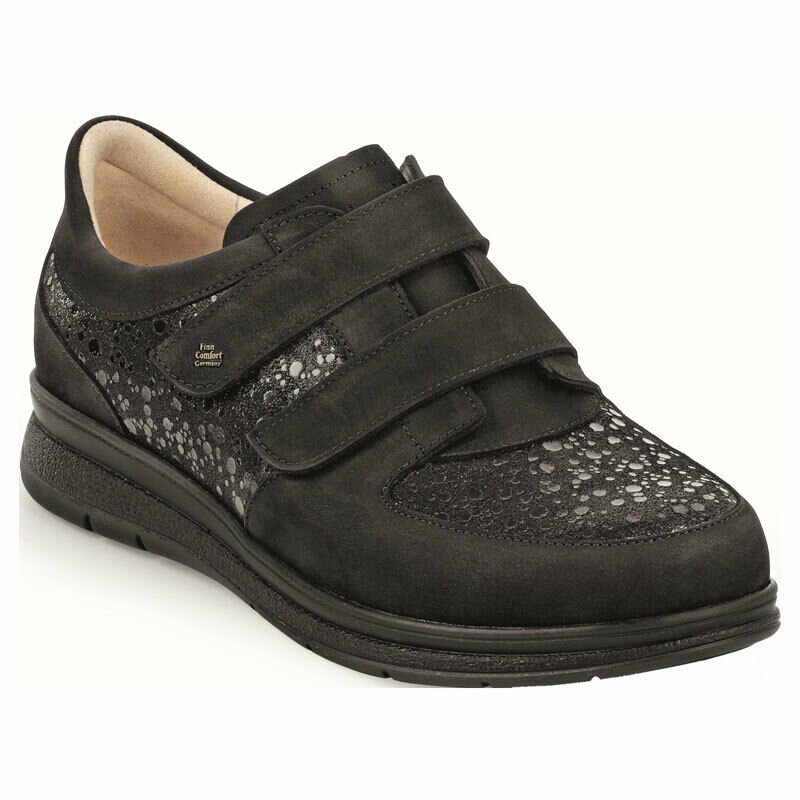Finn Comfort Women's Reims Walking Shoes 03752 Black Buggy/Estelar