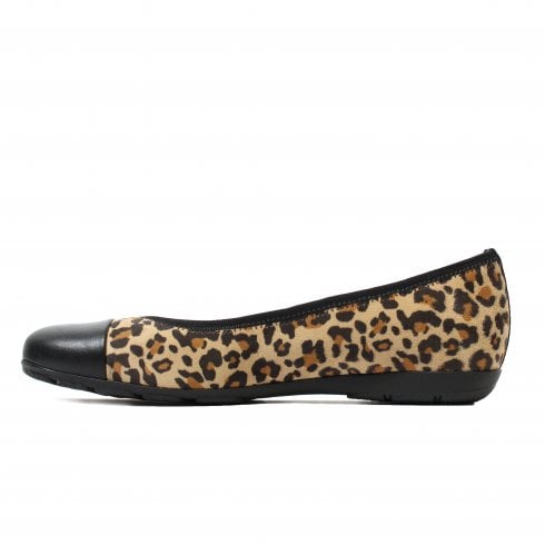 Seliga ShoesGabor Women's 34.161.42 Cap Toe Ballerina Flat - Natural/Black Leopard Print