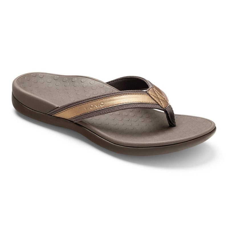 Vionic Women's Tide II Toe Post Sandal - Bronze Metallic