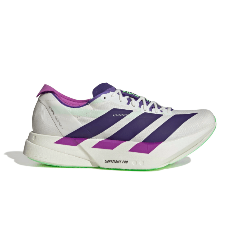 Seliga Shoesadidas Men's Adizero Adios Pro 4 - White/Collegiate Purple/Lime Burst
