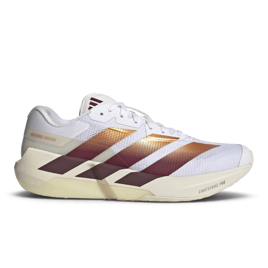adidas Men's Adizero Dropset Pro Trainer - White/Maroon/Thermal Gold Metallic