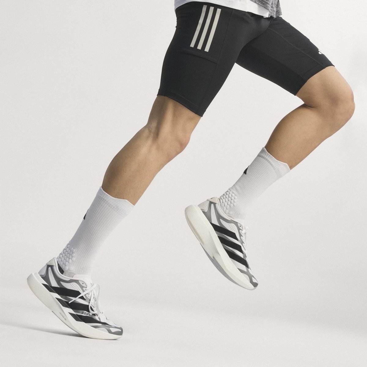 adidas Men's Adizero EVO SL EXO Running Shoes - Cloud White/Core Black/Iron Metallic
