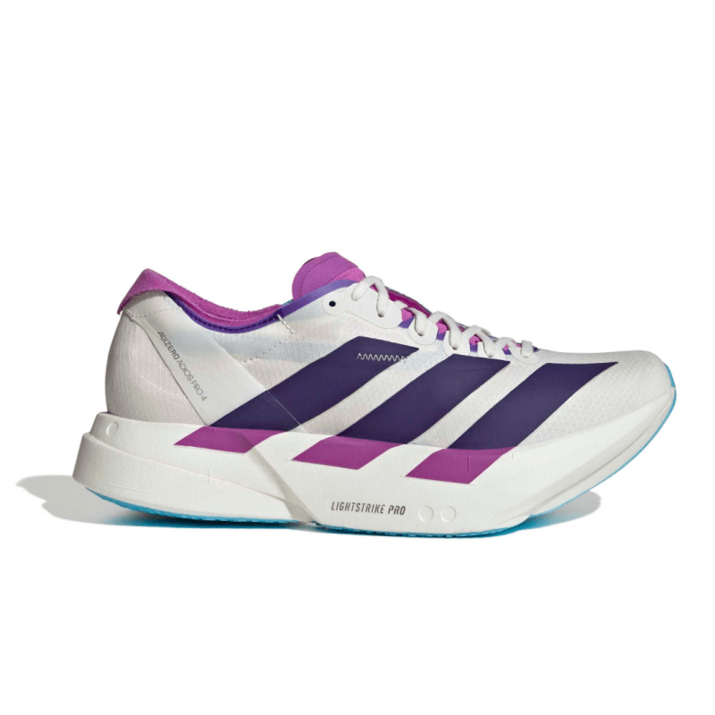 Seliga Shoesadidas Women's Adizero Adios Pro 4 - White/Collegiate Purple/Semi Blue Burst
