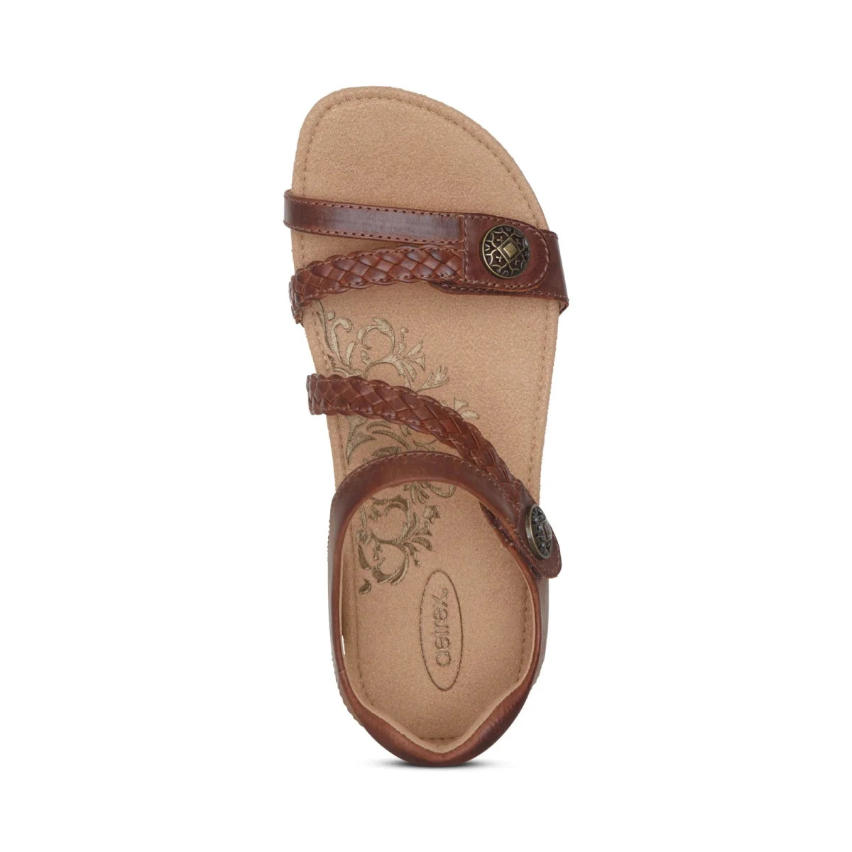 Aetrex Women's Jillian Braided Quarter Strap Sandal - Walnut