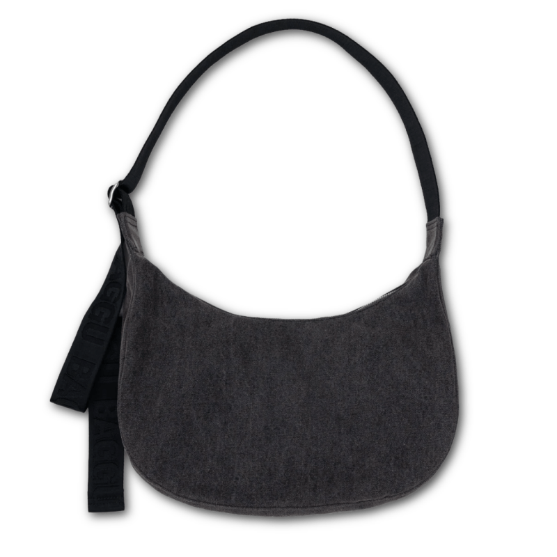Baggu Medium Denim Crescent Bag - Washed Black Denim