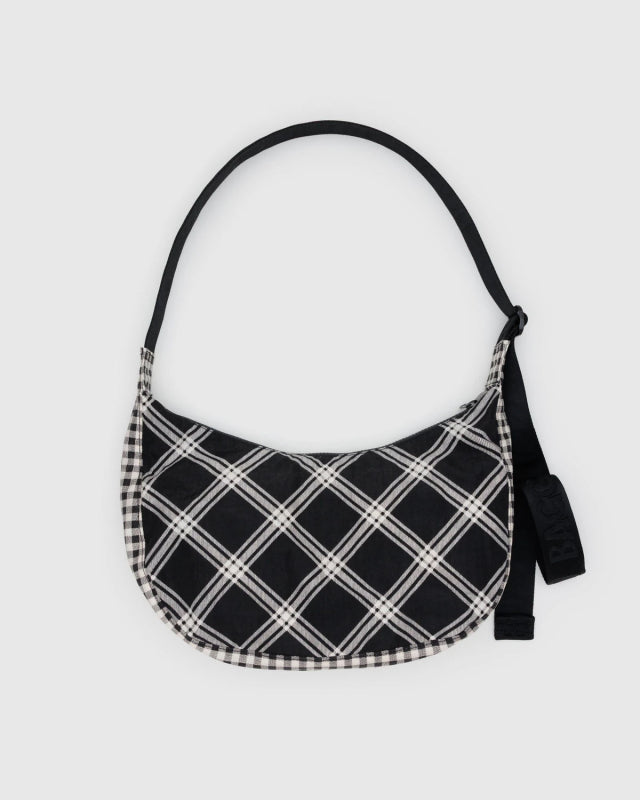 Baggu Medium Nylon Crescent Bag - Mixed Plaid