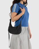 Baggu Small Nylon Crescent Bag 51" w/Key Leash - Black