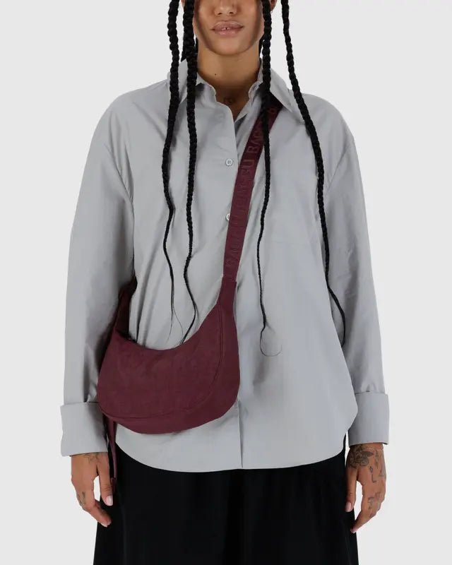 Baggu Small Nylon Crescent Bag 51" w/Key Leash - Mahogany