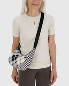 Baggu Small Nylon Crescent Bag 51" w/Key Leash - Mixed Plaid