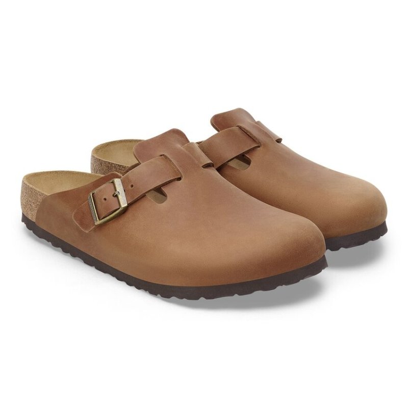 Birkenstock Boston コルクブラウン 39 Birkenstock Unisex Boston Clog - Cognac Oiled Leather