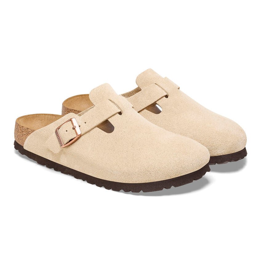 Birkenstock Boston Latte Cream Clog | Suede Comfort Classic