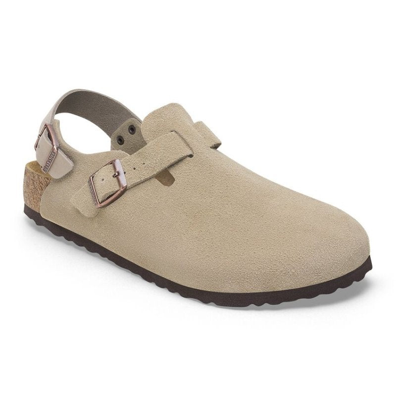 Birkenstock Tokio Backstrap Clog | Taupe Suede Comfort – Seliga Shoes