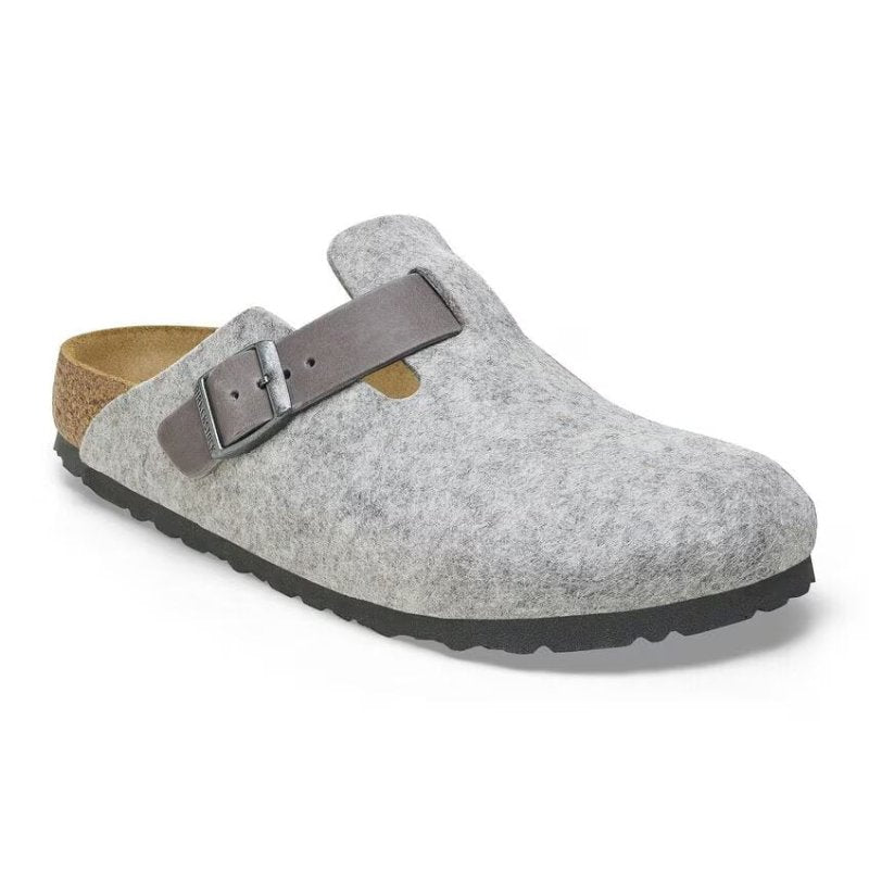 Birkenstock Women's Boston - Light Gray Wool/Leather