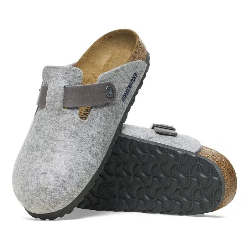 Birkenstock Women's Boston - Light Gray Wool/Leather