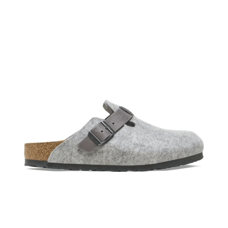 Birkenstock Women's Boston - Light Gray Wool/Leather