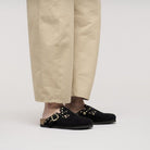 Birkenstock Women's Boston Rivets - Black Suede