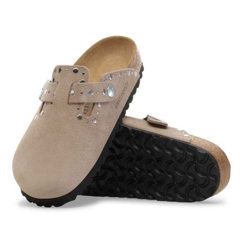 Birkenstock Boston Rivets Clog | Women's Taupe Suede Comfort