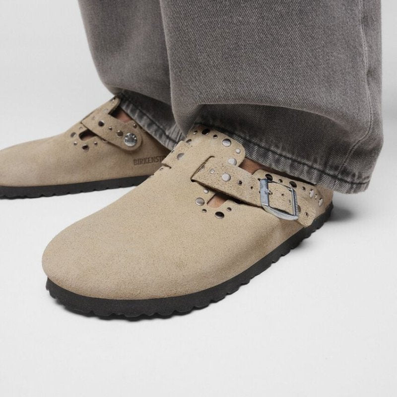 Birkenstock Boston Rivets Clog | Women's Taupe Suede Comfort