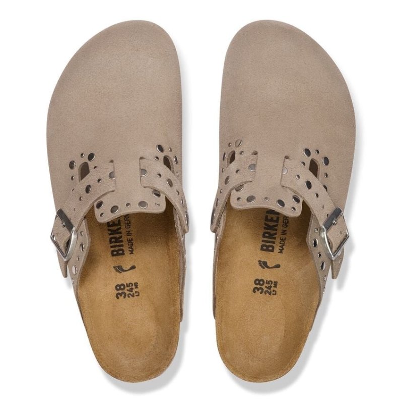Birkenstock Boston Rivets Clog | Women's Taupe Suede Comfort