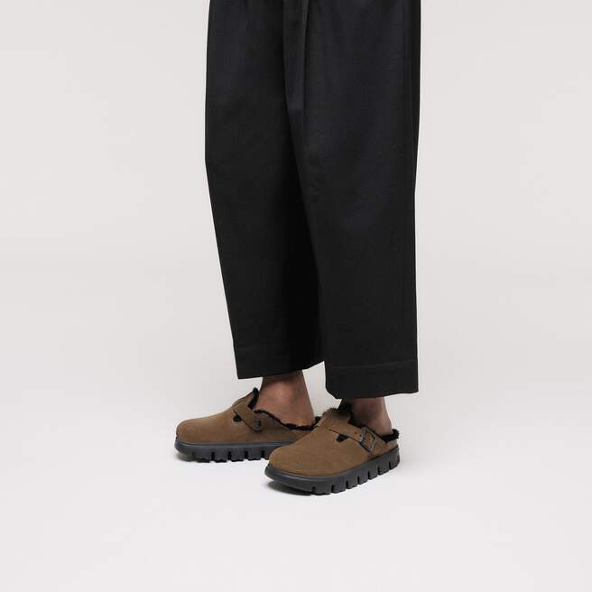 Seliga ShoesBirkenstock Women's Papillio Boston Chunky Shealing - Dark Tea/Black