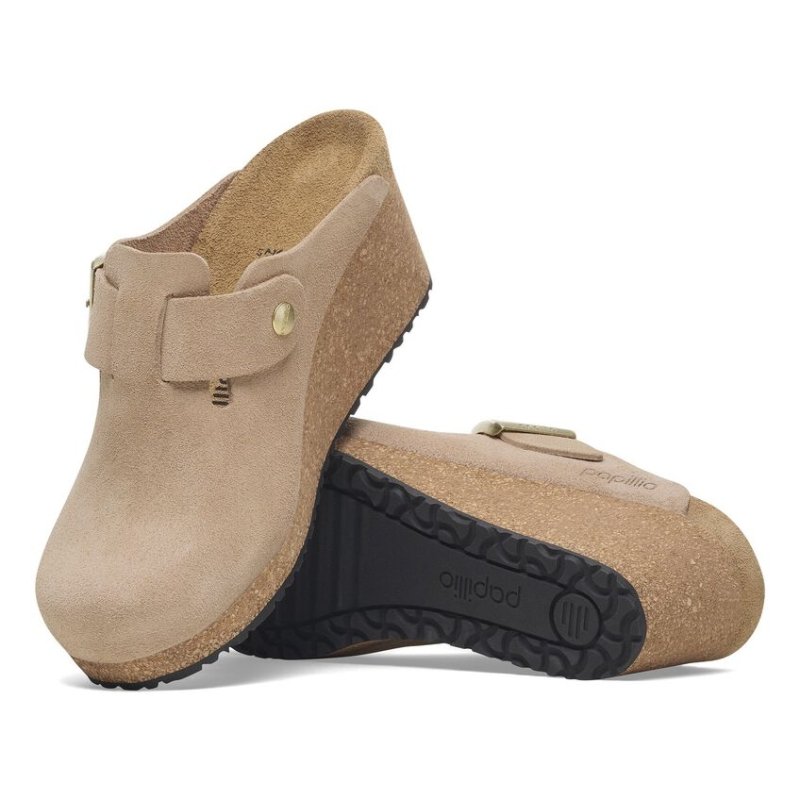 Birkenstock Papillio Fanny Wedge Clog | Women's Warm Sand Suede
