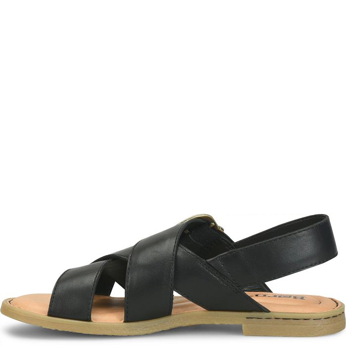 Born Women's Beebe Flat Leather Sandal - Black – Seliga Shoes