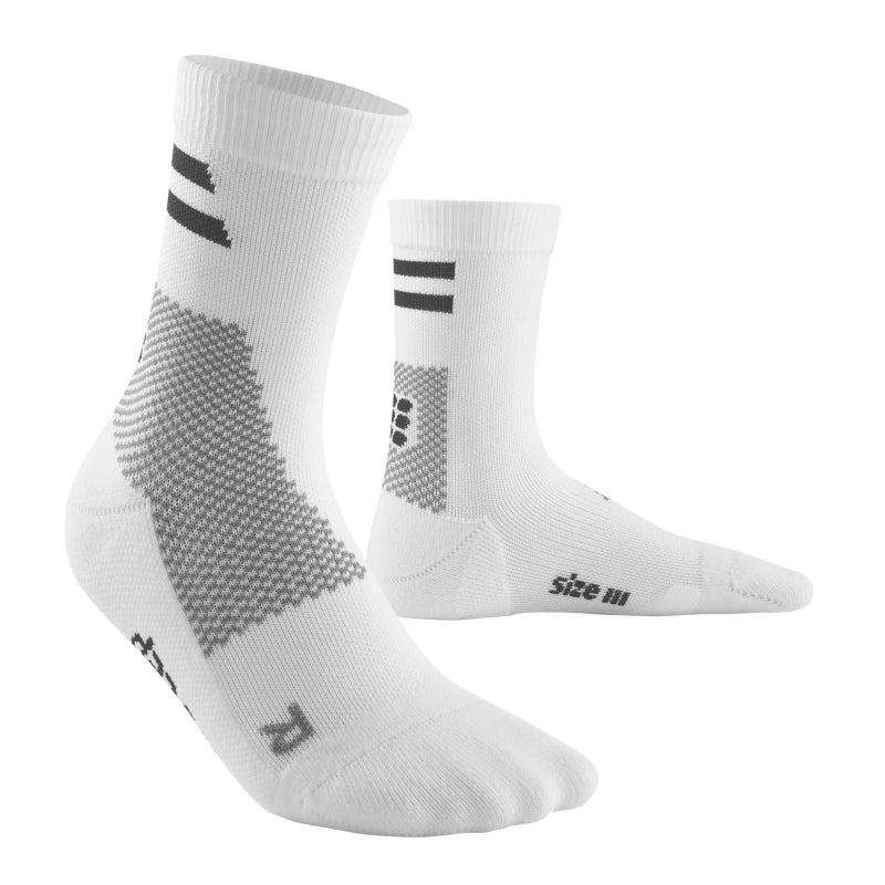 CEP Compression Unisex Training Mid Cut Compression Socks - White