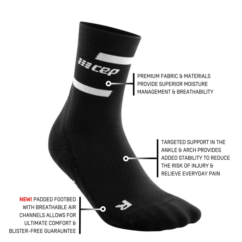 CEP Compression Women's The Run Compression Mid Cut Socks 4.0 - Black